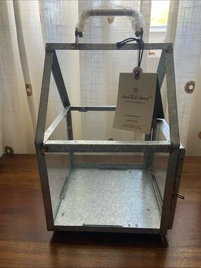 NWT Hearth & Hand with Magnolia Galvanized Silver Metal Lantern